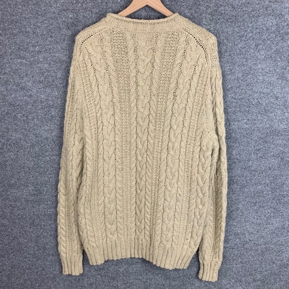 Polo Ralph Lauren Cable‎ Knit Sweater LT Beige Wool Alpaca Blend Crew Neck - Picture 2 of 8